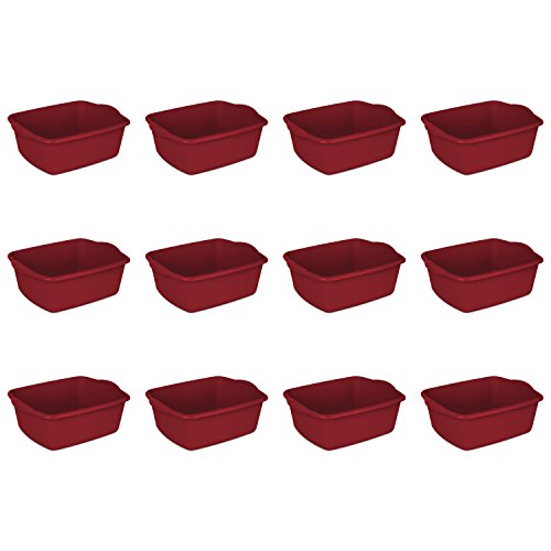 Sterilite 12-Quart Dish Pan, Classic Red, 12-Pack