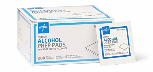 Medline 2-Ply Alcohol Prep Pads, Sterile, Medium Size, 200 Count (Pack of 15)