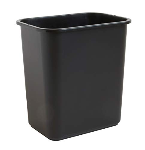 United Solutions 7 Gallon / 28 Quart Efficient Trash Wastebasket, Fits Under Desk, Small, Narrow Spaces in Commercial, Kitchen, Home Office, Dorm, Easy to Clean, 1 Pack, Black