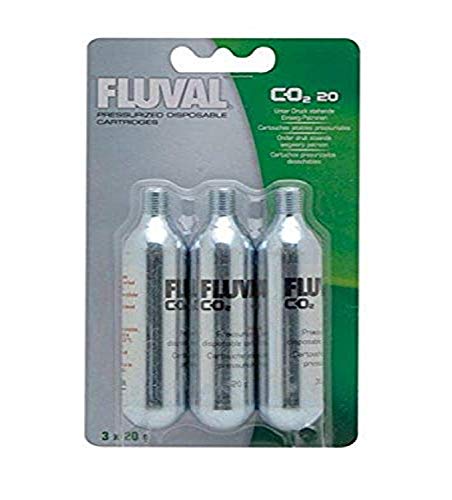 Fluval Mini Pressurized CO2 Cartridges, CO2 Supplement for Planted Aquariums, 20 grams, 3-Pack, A7541