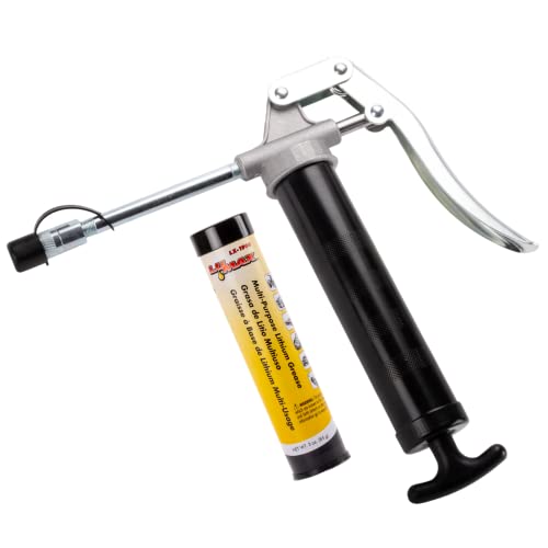 Lumax LX-1172 Black Mini-Pistol Grip Grease Gun with 3 oz. Cartridge. Compact and Lightweight Grease Gun. The Pistol Grip makes it easy for One-Hand Operation.