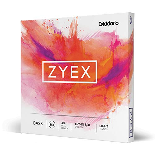 D’Addario Zyex Bass String Set, 3/4 Scale, Light Tension