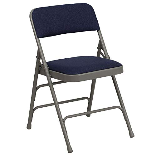 Flash Furniture 4 Pack HERCULES Series Curved Triple Braced & Double Hinged Navy Fabric Metal Folding Chair