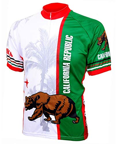 World Jerseys Men’s California Republic Cycling Jersey, Medium,WHITE/GREY/MULTI COLORS