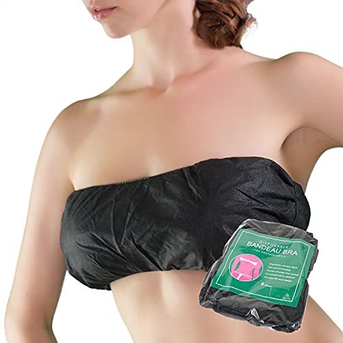 Appearus 30 Ct. Disposable Bra – Disposable Spa Bandeau Bras for Spray Tanning & Spa Treatments (Black)