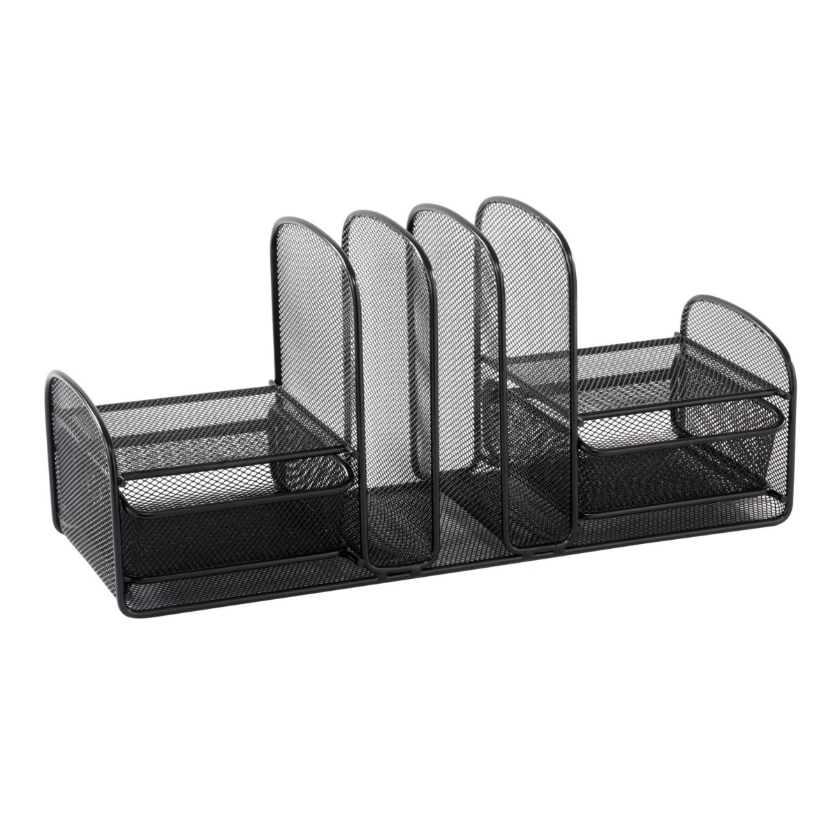 Safco 3263BL Onyx Mesh Desk Organizer with Three Vertical Sections/Two Baskets, Black, 7.8″ x 17″ x 6.8″ | The Storepaperoomates Retail Market - Fast Affordable Shopping
