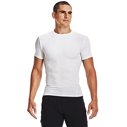 Under Armour mens Heatgear Tactical Compression Short-sleeve T-shirt , White (100)/White , Large