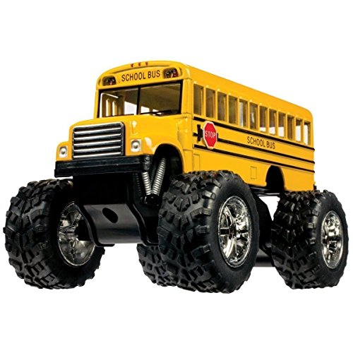 🚌 KiNSFUN 5″ Monster School Bus Die Cast Metal Model Toy Car w/ Pullback Action