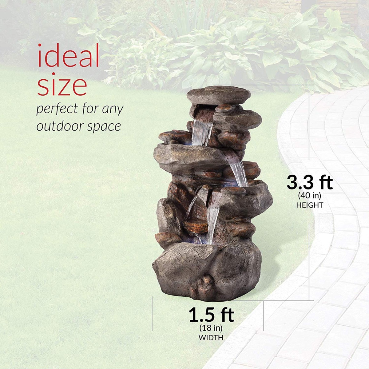 Alpine Corporation WIN316 Water Floor Standing Fountains, 23″L x 18″W x 40″H, Lt. Gray | The Storepaperoomates Retail Market - Fast Affordable Shopping