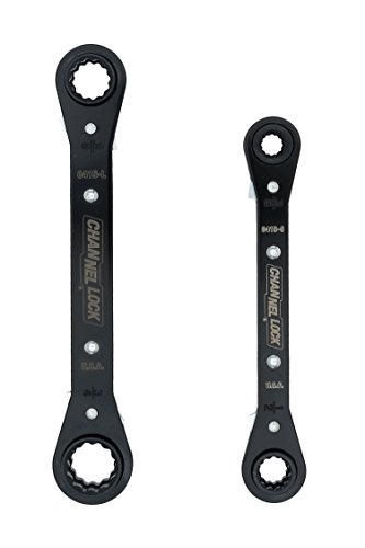 Channellock 841S 8-in-1 SAE Ratcheting Wrench Set | 8 sizes in 2 Pieces Including 5/16, 3/8, 7/16 ,9/16, 5/8, 11/16, 3/4-Inch | 12 Point Ratchet | Heat Treated for Durability | Made in USA , Black