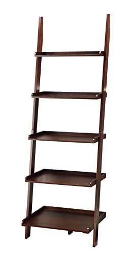 Convenience Concepts 5 shelves, American Heritage Bookshelf Ladder, Espresso, 72.75″ x 25″