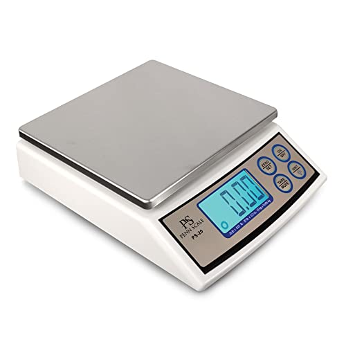 Penn Scale PS-20 Digital Kitchen Portion Scale – 20lb Electric Kitchen Scale with 0.01lb Readability – Removable Platter & LCD Display – KG, Lb, & Oz Unit Conversion (AC & Battery Powered)