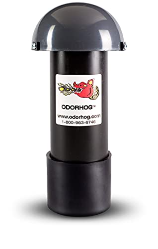 OdorHog Vent Stack Pipe Filter 4 Sizes, Black ABS with Mushroom Cap, Removes Outdoor Septic and Sewer Odors (3.0-inch)