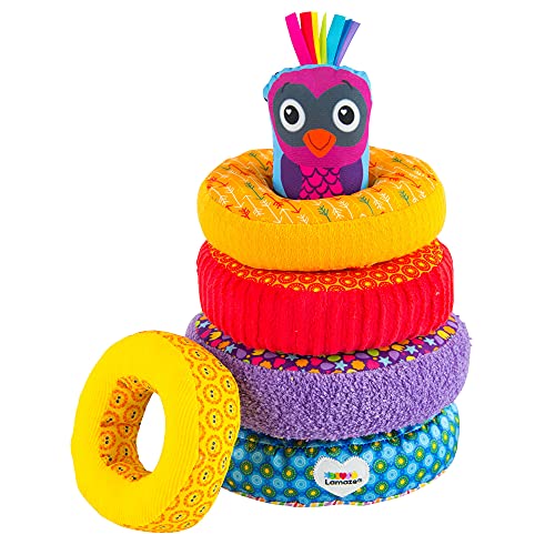 LAMAZE – Rainbow Stacking Rings Toy, Help Baby Develop Fine Motor Skills and Hand-Eye Coordination with Multiple Textures, Bold Colors, Playful Patterns and Crinkly Sounds, 6 Months and Older
