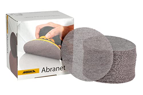 Mirka 9A-232-320 Abranet 5″ 320 Grit Mesh Abrasive Dust Free Sanding Discs (Box of 50 Discs),grey