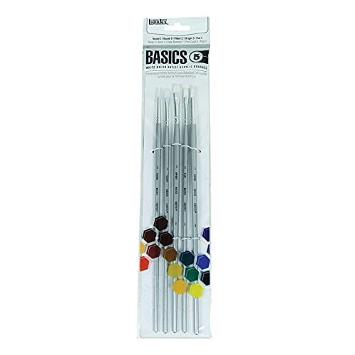 Liquitex Basics Paintbrush Set, 5-Pack, White, 5 Count