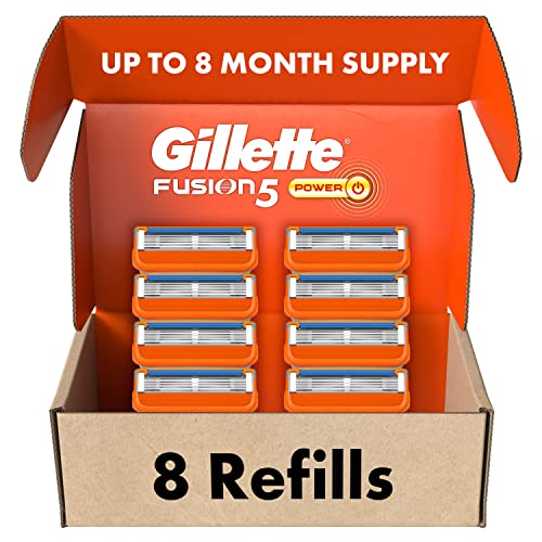 Gillette Fusion5 Power Mens Razor Blade Refills, 8 Count, Lubrastrip for a More Comfortable Shave