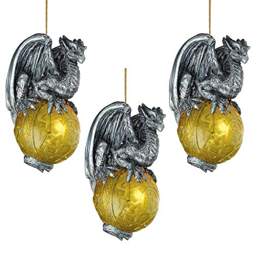 Design Toscano Protector of the Gothic Portal Celtic Dragon 2010 Holiday Ornament: Set of Three