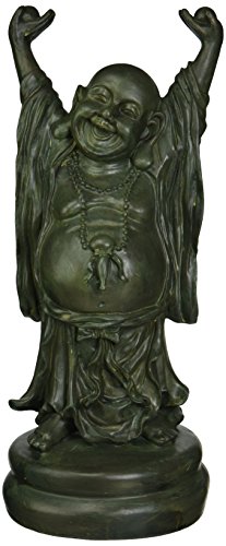 Design Toscano Jolly Hotei Buddha Sanctuary Asian Decor Statue, 13 Inch, Polyresin, Bronze Verdigris Finish,NY83369