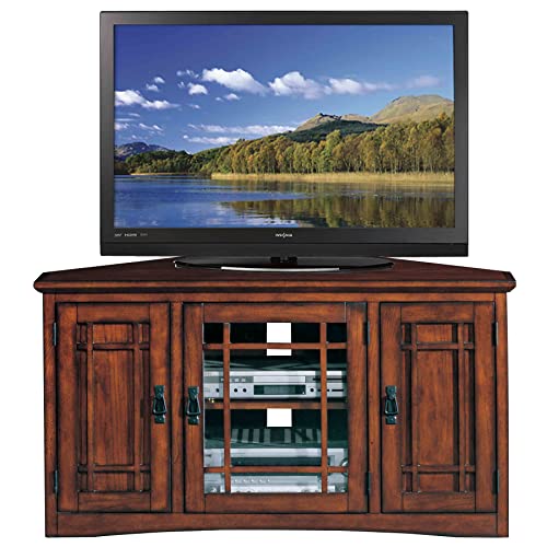 Leick Home Riley Holliday Mission Corner TV Stand with Storage, 46-Inch, Oak