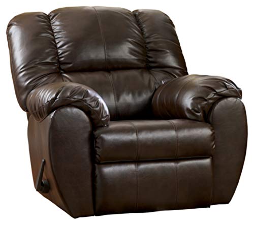 Signature Design by Ashley Dylan Faux Leather Oversized Manual Rocker Recliner, Brown