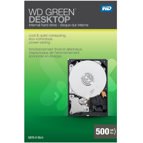 WD Green Desktop 500GB SATA 6.0 GB/s 3.5-Inch Internal Desktop Hard Drive Retail Kit