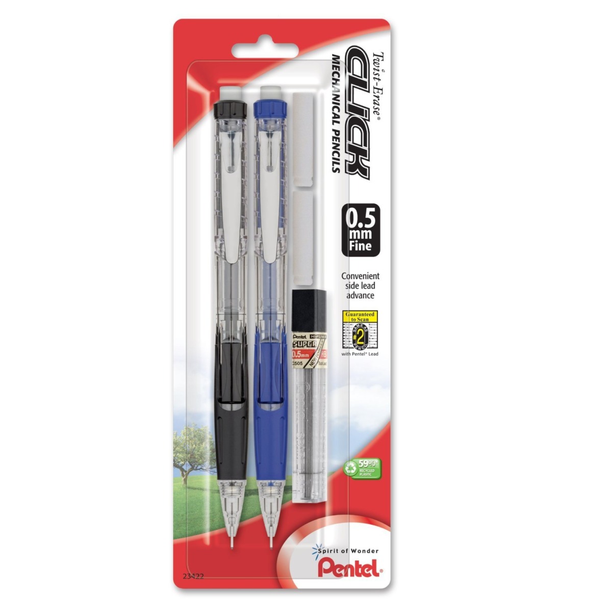 Pentel Twist Erase CLICK  Automatic Pencil with 2 Eraser Refills and Lead, 0.5mm, Assorted Barrels, Color May Vary, 2 Pack (PD275TLEBP2) | The Storepaperoomates Retail Market - Fast Affordable Shopping