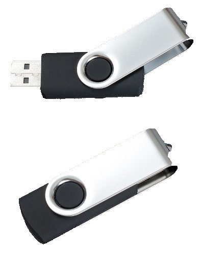 Premium Metal/Black Swivel USB Flash Memory Drive 32GB
