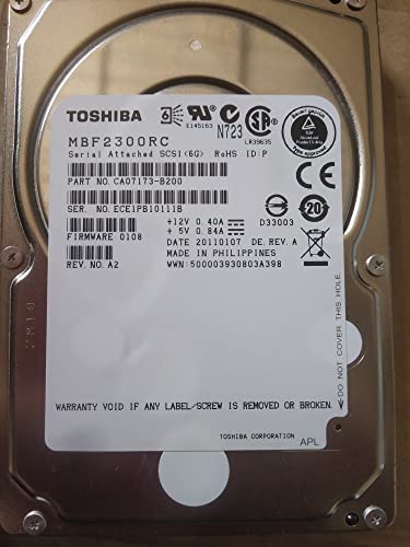Toshiba MBF2300RC – Hard Drive – 300 GB – SAS (CR5525) Category: Internal Hard Drives