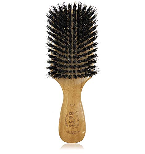 Bass Brushes 100% Wild Boar Bristle Classic Men’s Club Style Hair Brush, with 100% Pure Bamboo Handle, Shines, Conditions, and Polishes. Model #153