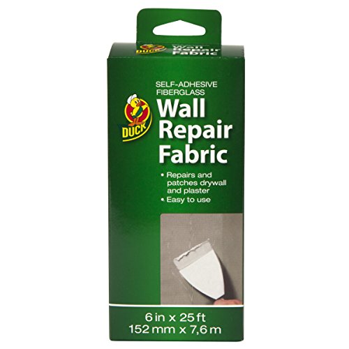 Duck Brand 282084 Self-Adhesive Drywall Repair Fabric, 6-Inch by 25 Feet, Single Roll , White