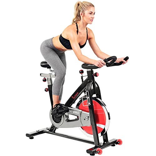 Sunny Health & Fitness Indoor Cycling Exercise Bike with Heavy 49 LB Chrome Flywheel – SF-B1002,BLACK