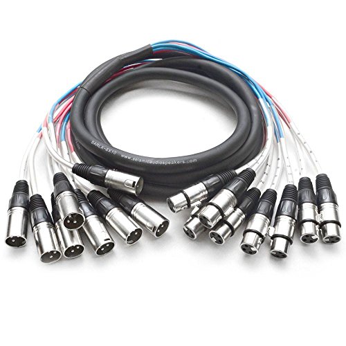 Seismic Audio Speakers 8 Channel XLR Snake Cables, Pro Audio Snake Cables, 10 Foot, Multiple Colored Coded Cables