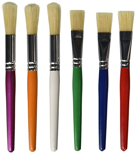 School Smart – 442148 Stubby Ox Hair Paint Brushes, Assorted Colors and Sizes, Set of 36
