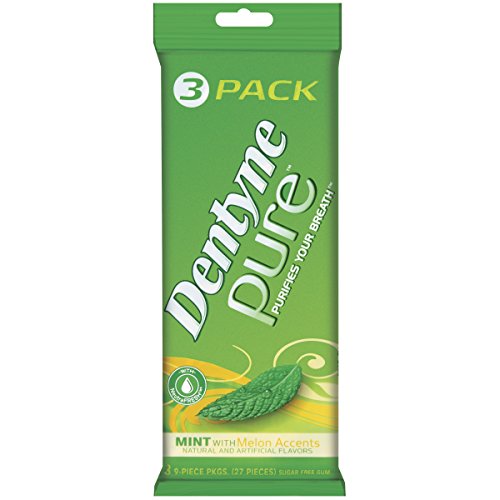 Dentyne Pure Gum, Mint with Melon Accents, 3-Count Packs (Pack of 5)