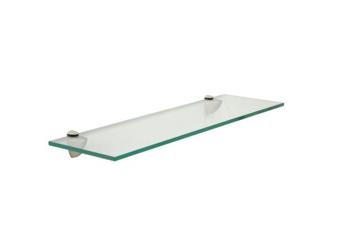 Floating Glass Bathroom Shelf Finish: Brushed Steel, Size: 18″ W x 6″ D