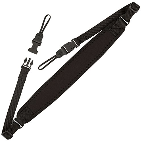 OP/TECH USA Super Classic Strap – UNI Loop – Padded Neoprene Neck Strap with Control-Stretch System and Quick Disconnects (Black)