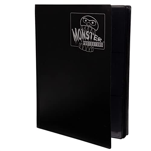 Monster 9 Pocket Trading Card Album with 20 Theft Deterrent, Padded Pages for Extra Protection – Holds 360 TCGs – Compatible with Yugioh, MTG, Magic The Gathering, Pokémon & Sport Cards- Matte Black