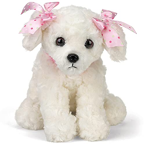 Bearington Sassy Plush Stuffed Animal White Puppy Dog 10 inches