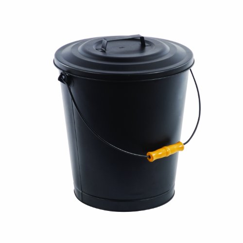 Pleasant Hearth Fireplace Ash Bucket with Lid,Black