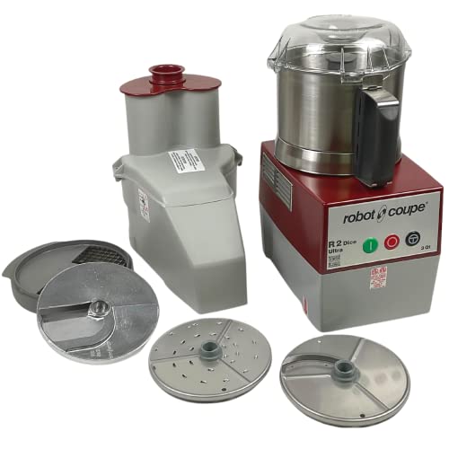 Robot Coupe R2U DICE Combination Food Processor with 3 Quart Bowl, Stainless Steel, Continuous Feed & 4 Discs, 2 hp, 120v,R2 DICE Ultra