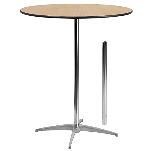 Flash Furniture 36” Round Wood Cocktail Table with 30” and 42” Columns