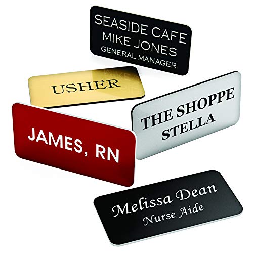 Providence Engraving Custom Name Badges with Pin Backing – Durable Personalized Acrylic Name Tag with 3 Lines of Custom Text and Pin Backing, 1.5″ x 3″