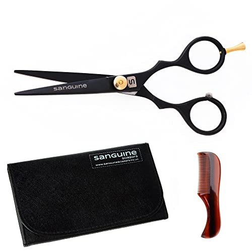 Japanese Mustache Scissors, Beard Trimming Scissors, Extremely Sharp – 4.5″ (11.5cm) + Presentation Case, Comb and Tip Protector