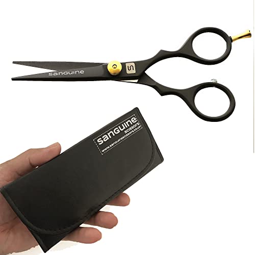 Professional Mustache Scissors, Beard Trimming Scissors, Japanese Moustache Scissors – Extremely Sharp – 5″ (13cm) + Presentation Case, Comb and Tip Protector