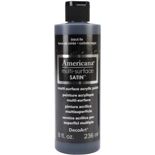 DecoArt Americana Multi-Surface Satin Acrylic Paint, 8-Ounce, Black Tie