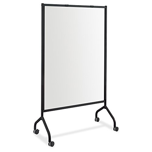 Safco Products Impromptu Full Whiteboard Screen 8511BL, Black, 42″W x 72″H, Double-sided Magnetic Dry Erase Board, Commercial-Grade Steel Frame, Swivel Wheels, Accessory Shelf