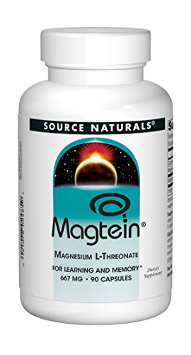 Source Naturals Magtein Magnesium L-Threonate 667mg Supports Focus, Mood, Healthy Memory, Cognitive Function, Sleep – 90 Capsules