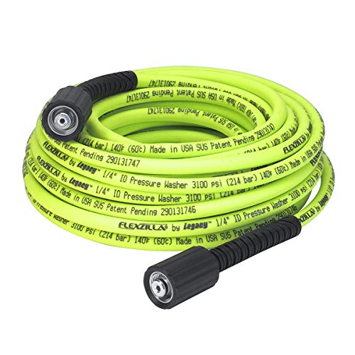 Flexzilla Pressure Washer Hose with M22 Fittings, 1/4 in. x 50 ft., ZillaGreen – HFZPW3450M-E