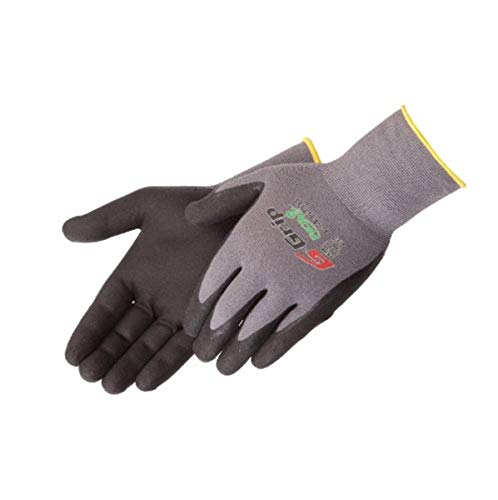 Liberty G-Grip Nitrile Micro-Foam Palm Coated Seamless Knit Glove with 13-Gauge Gray Nylon Shell, Large, Black (Pack of 12)